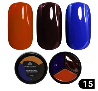 Гель-краска Solid color gel - 3, повышенной плотности 15 гр, Tango 15