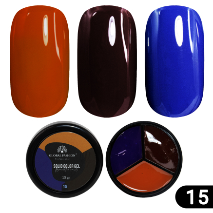 Гель-фарба Solid color gel - 3, підвищеної густини 15 гр, Tango 15