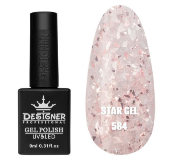Гель лак Star gel 584 Designer (9мл.) - з пластівцями Юкі