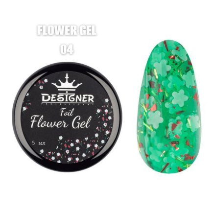 Foil flower gel FG04 (5 мл) Designer - гель з квіточками з фольги