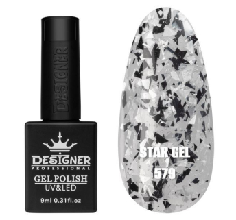 Гель лак Star gel 579 Designer (9мл.) - з пластівцями Юкі