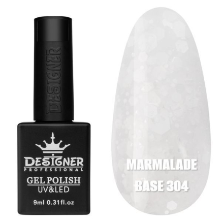 Кольорова база Marmalade base 304 Designer (9 мл.) - з білими конфетті