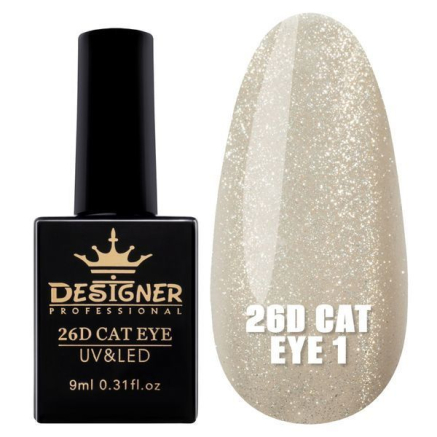 Гель-лак 26D Cat Eye №1, 9 мл., Designer (Котяче око)