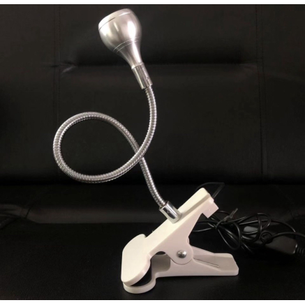 LED лампа-фонарик на прищепке, гибкая с USB-разъемом, 3V/5V, silver