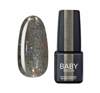 Гель-лак Baby Moon Dance Diamond 021 серебристо-оливковый с разноцветным глиттером. 6 мл (5908254001741)