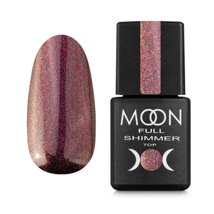Топ для гель-лаку без липкого шару Moon Full Top Shimmer 1030 з рожевим перлинним мікроблиском 8 мл (5905123021480)