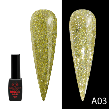 Гель лак Disco Gel Polish, Global Fashion, світловідбивний, 8 мл A03