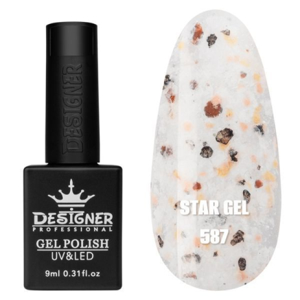 Гель лак Star gel 587 Designer (9мл.) - з пластівцями Юкі