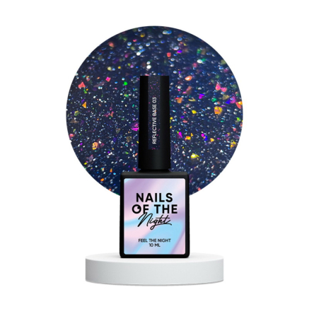 База камуфлирующая Nails Of The Night Reflective Base 03. фиолетовое бордо. светоотражающая. 10 мл (4820992603005)