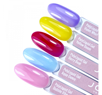 Палітра на тіпсах PolyLiquid gel JOIA vegan, 5 вітражних кольорiв limit