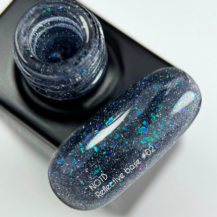 NAILSOFTHENIGHT Reflective base 02 камуфлююча світловідбиваюча база з шимером (сині та лазурні блискітки), 10 мл