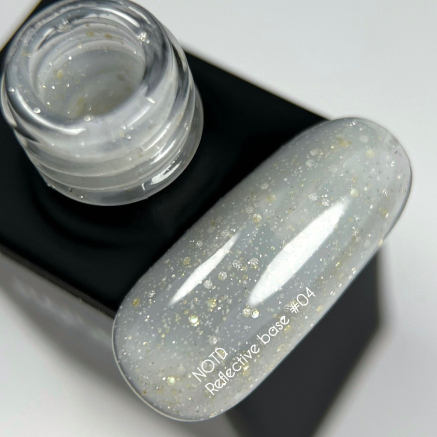 NAILSOFTHENIGHT Reflective base 04 камуфлююча світловідбиваюча база з шимером (бежево-молочна), 10 мл