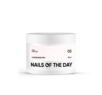 Nailsoftheday Cover base milk 05 shimmer — молочне напівпрозоре з рожевим шиммером базове покриття для нігтів, 30 мл
