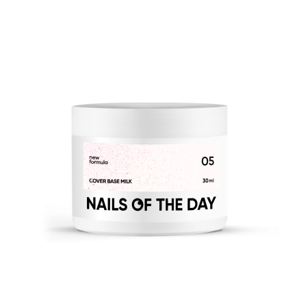 Nailsoftheday Cover base milk 05 shimmer — молочне напівпрозоре з рожевим шиммером базове покриття для нігтів, 30 мл