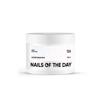 Nailsoftheday Cover base milk 06 shimmer — молочне напівпрозоре з блакитним шиммером базове покриття для нігтів, 30 мл