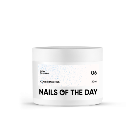 Nailsoftheday Cover base milk 06 shimmer — молочне напівпрозоре з блакитним шиммером базове покриття для нігтів, 30 мл