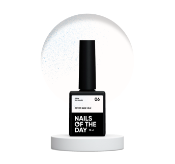 Nailsoftheday Cover base milk 06 shimmer — молочне напівпрозоре з блакитним шиммером базове покриття для нігтів, 10 мл