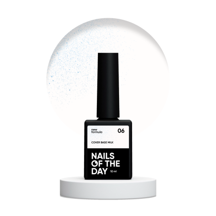 Nailsoftheday Cover base milk 06 shimmer — молочне напівпрозоре з блакитним шиммером базове покриття для нігтів, 10 мл