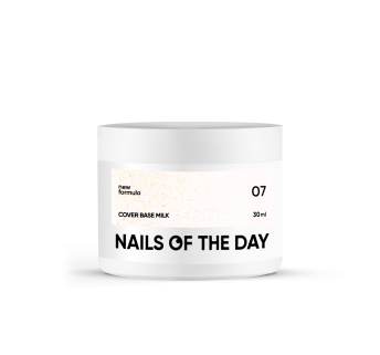 Nailsoftheday Cover base milk 07 shimmer — молочне напівпрозоре з золотим шиммером базове покриття для нігтів, 30 мл