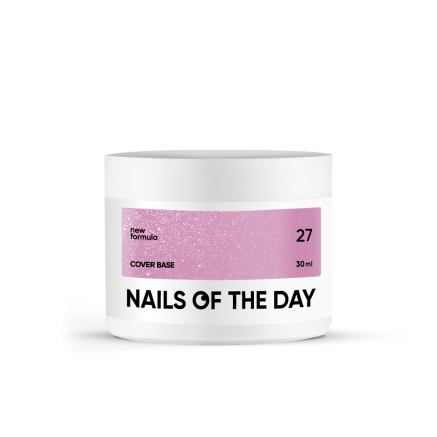 Nailsoftheday Cover base 27 shimmer — рожеве зі срібним шиммером базове покриття для нігтів, 30 мл