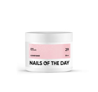 Nailsoftheday Cover base 29 shimmer — напівпрозоре ніжно-нюдове зі срібним шиммером базове покриття для нігтів, 30 мл