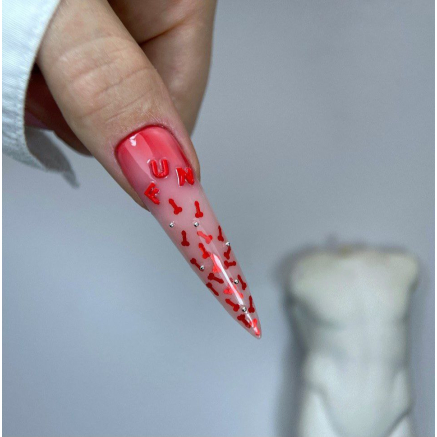 NAILSOFTHEDAY FUN! top 02 — фінішне покриття для нігтів з червоним арт-декором , без липкого шару, 10 мл