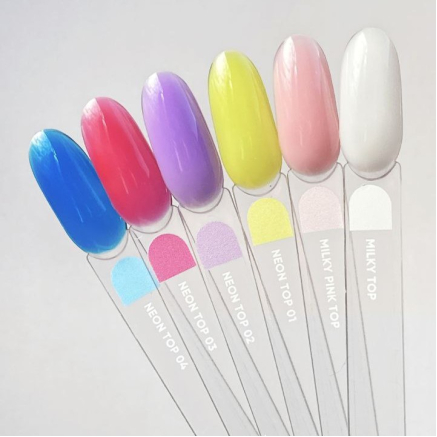 NAILSOFTHEDAY Neon top 02 – молочно-ліловий топ без липкого шару для нігтів, 10 мл