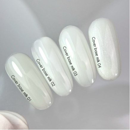 Nailsoftheday Cover base milk 04 shimmer — молочне з срібним шиммером базове покриття для нігтів, 10 мл
