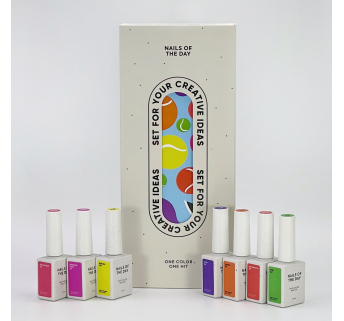 Коллекция Summer 2025 gel polish в коробке Nailsoftheday — 7 трендовых летних оттенков гель-лаков для ногтей + БРЕНДОВАНАЯ УПАКОВКА В ПОДАРОК для анпакинга