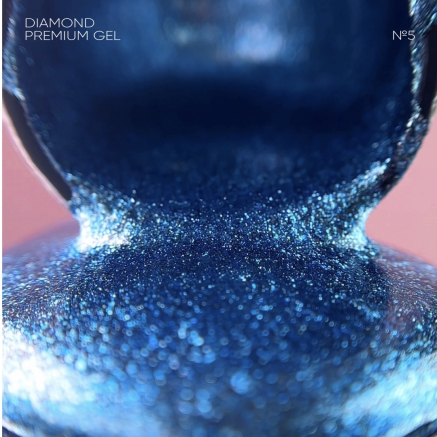NAILSOFTHENIGHT Diamond Premium gel – gel polish 05 — блакитний гель лак з дрібною металевою поталью для нігтів, 5 мл