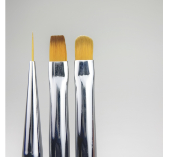 Набір пензлів Nail Art Brush від Nailsofthenight — лайнер 10 мм, квадрат та овал зі зручною прозорою ручкою з переливаючим ефектом