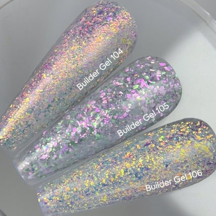 NAILSOFTHEDAY Builder gel 105 — прозорий з пластівцями юкі гель для нарощування нігтів, 15 мл