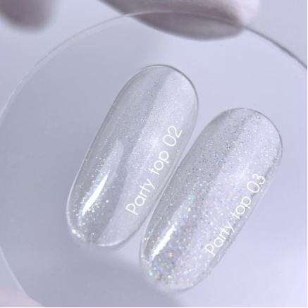 NAILSOFTHEDAY Party top 02 — прозорий з дрібним шиммером без липкого шару для нігтів, 10 мл