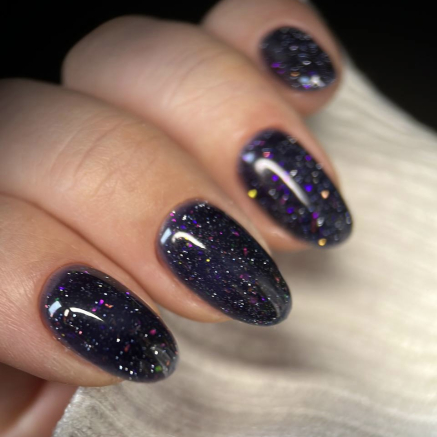 NAILSOFTHENIGHT Reflective base 03 камуфлююча світловідбиваюча база з шимером (фіолетові та рожеві блискітки), 10 мл