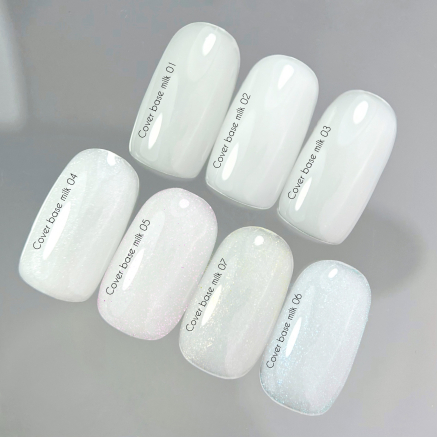 Nailsoftheday Cover base milk 06 shimmer — молочне напівпрозоре з блакитним шиммером базове покриття для нігтів, 10 мл