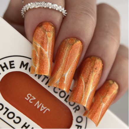 SOLD OUT NAILSOFTHEDAY Color of the month January 2025 Vitamin C — колір місяця насичено-помаранчевий із дрібним шимером, що перекривається в один шар, 10 мл