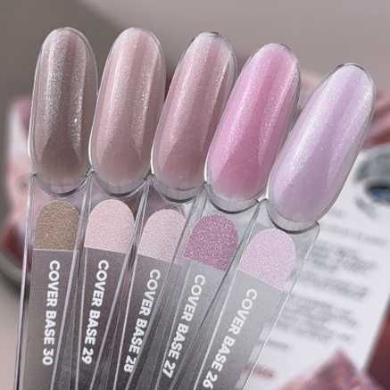 Nailsoftheday Cover base 27 shimmer — рожеве зі срібним шиммером базове покриття для нігтів, 30 мл
