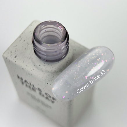 NAILSOFTHEDAY Cover basе 33 potal — легке молочне з голографічною поталлю базове покриття для нігтів, 10 мл