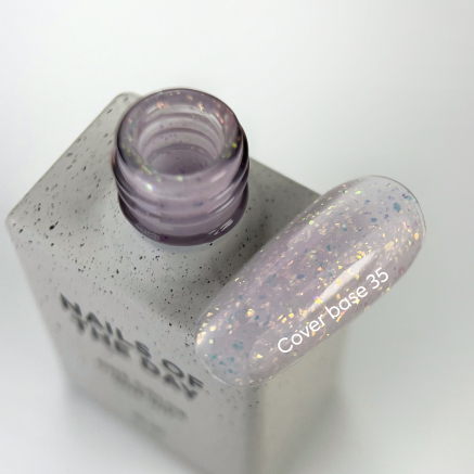 NAILSOFTHEDAY Cover basе 35 potal — ніжно-рожеве з голографічною поталлю базове покриття для нігтів, 10 мл