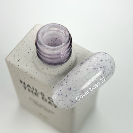 NAILSOFTHEDAY Cover basе 37 potal — молочне з фіолетовою та срібною поталлю базове покриття для нігтів, 10 мл NAILSOFTHEDAY Cover basе 37 potal — молочне з фіолетовою та срібною поталлю базове покриття для нігтів, 10 мл