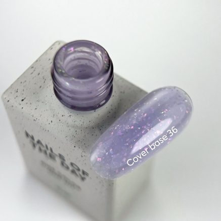NAILSOFTHEDAY Cover basе 36 potal — бузкове з голографічною поталлю базове покриття для нігтів, 10 мл