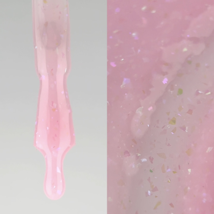 NAILSOFTHEDAY Cover basе 34 potal — ніжно-рожеве з голографічною поталлю базове покриття для нігтів, 10 мл