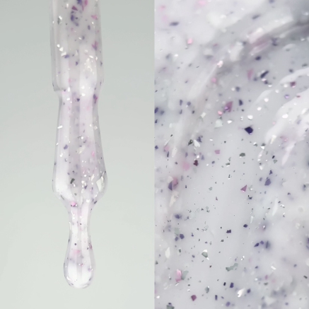 NAILSOFTHEDAY Cover basе 37 potal — молочне з фіолетовою та срібною поталлю базове покриття для нігтів, 10 мл NAILSOFTHEDAY Cover basе 37 potal — молочне з фіолетовою та срібною поталлю базове покриття для нігтів, 10 мл