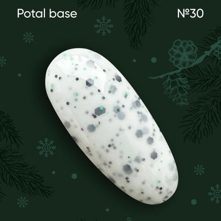 NAILSOFTHEDAY Potal base 30 — молочна база з чорними та зеленики блискітками, 10 мл