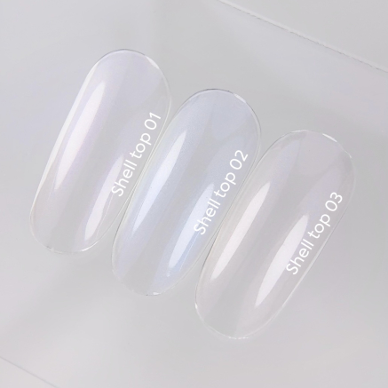 NAILSOFTHEDAY Shell top 02 new formula — перлинний топ з переливом блакитної втирки без липкого шару, 10 мл