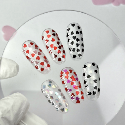 NAILSOFTHEDAY Kupidon top 04 — ніжне фінішне покриття для нігтів з голографічними сердечками, без липкого шару, 10 мл