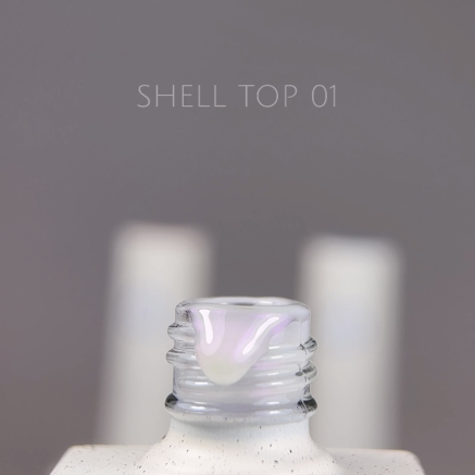 NAILSOFTHEDAY Shell top 01 new formula — перлинний топ з переливом фіолетової втирки без липкого шару, 10 мл