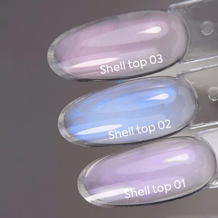 NAILSOFTHEDAY Shell top 02 new formula — перлинний топ з переливом блакитної втирки без липкого шару, 10 мл