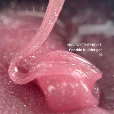 NAILSOFTHENIGHT Sparkle builder gel 06 — персиковий світловідбиваючий будівельний гель, 15 мл