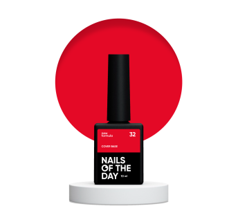Nailsoftheday Cover base 32 — пігментоване класичне червоне базове покриття для нігтів, 10 мл